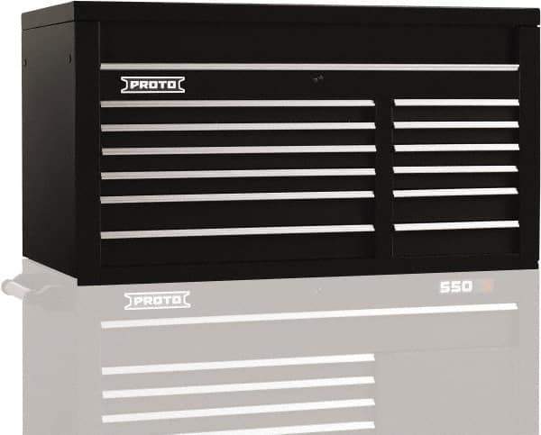 Proto - 12 Drawer Top Tool Chest - 50" Wide x 25-1/4" Deep x 27" High, Steel, Black - Industrial Tool & Supply