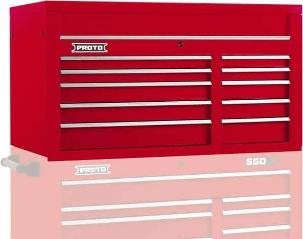 Proto - 10 Drawer Top Tool Chest - 50" Wide x 25-1/4" Deep x 27" High, Steel, Red - Industrial Tool & Supply