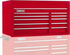 Proto - 10 Drawer Top Tool Chest - 50" Wide x 25-1/4" Deep x 27" High, Steel, Red - Industrial Tool & Supply