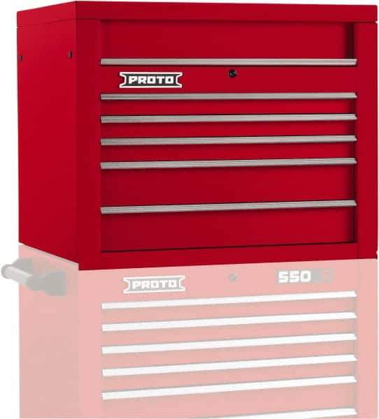 Proto - 5 Drawer Top Tool Chest - 34" Wide x 25-1/4" Deep x 27" High, Steel, Red - Industrial Tool & Supply