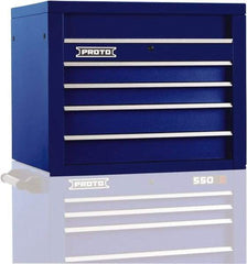 Proto - 4 Drawer Top Tool Chest - 34" Wide x 25-1/4" Deep x 27" High, Steel, Blue - Industrial Tool & Supply