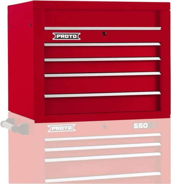 Proto - 4 Drawer Top Tool Chest - 34" Wide x 25-1/4" Deep x 27" High, Steel, Red - Industrial Tool & Supply