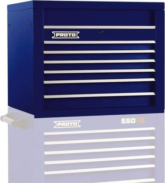 Proto - 6 Drawer Top Tool Chest - 34" Wide x 25-1/4" Deep x 27" High, Steel, Blue - Industrial Tool & Supply