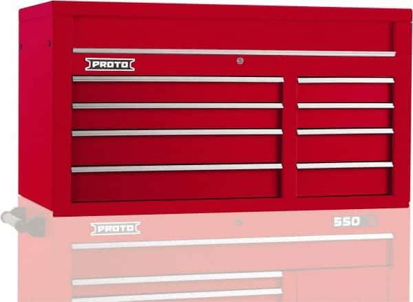 Proto - 8 Drawer Top Tool Chest - 50" Wide x 25-1/4" Deep x 27" High, Steel, Red - Industrial Tool & Supply