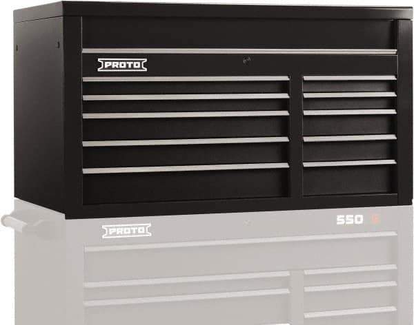 Proto - 10 Drawer Top Tool Chest - 50" Wide x 25-1/4" Deep x 27" High, Steel, Black - Industrial Tool & Supply