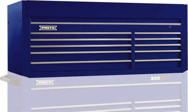 Proto - 10 Drawer Top Tool Chest - 66" Wide x 27" Deep x 27" High, Steel, Blue - Industrial Tool & Supply