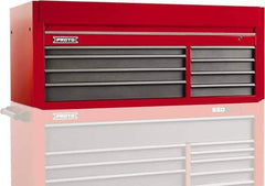 Proto - 8 Drawer Top Tool Chest - 66" Wide x 27" Deep x 27" High, Steel, Safety Red/Gray - Industrial Tool & Supply
