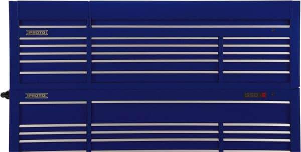 Proto - 15 Drawer Top Tool Chest - 88-1/4" Wide x 27" Deep x 27-1/4" High, Steel, Blue - Industrial Tool & Supply