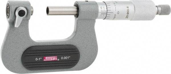 SPI - 0 to 1" Range, Mechanical Screw Thread Micrometer - Ratchet Stop Thimble, 0.001" Graduation, +/- 0.0002" Accuracy - Industrial Tool & Supply