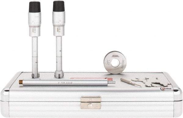 SPI - 2 Piece, 1/2 to 0.8", Chrome Plated Coated, Mechanical Inside Micrometer Set - 0.0002" Graduation, 6" Extension Rod Length, (1) Setting Ring Included - Industrial Tool & Supply