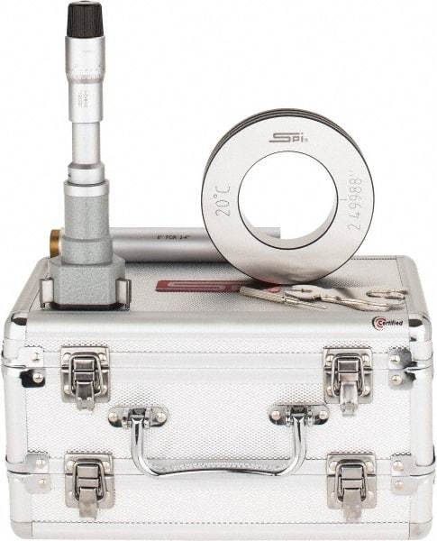 SPI - 2.5 to 3", 4.49" Gage Depth, Mechanical Inside Hole Micrometer - 0.0002" Graduation, 0.0002" Accuracy, Ratchet Stop Thimble - Industrial Tool & Supply