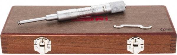 SPI - 1.6 to 26.5mm Inside Range, 0 to 25mm Outside Range, Mechanical Groove Micrometer - 0.01mm Graduation, 0.0100 Accuracy, 0.26" Measuring Disc Diam, 0.03" Disc Edge Thickness - Industrial Tool & Supply
