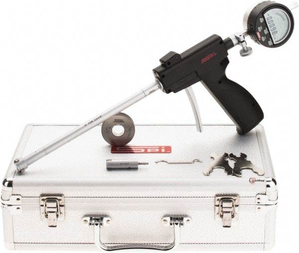 SPI - 0.5 to 0.8", 2.6" Deep, Pistol Grip Electronic Bore Gage Set - Up to 0.00016" Accuracy, 0.0001" Resolution, Includes Indicator - Industrial Tool & Supply