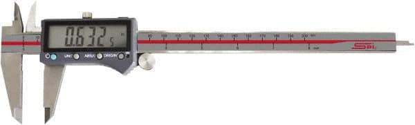 SPI - 0 to 8" Range 0.0005" Resolution, IP54 Electronic Caliper - Stainless Steel with 2" Stainless Steel Jaws, 0.001" Accuracy, Wireless Output - Industrial Tool & Supply