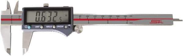 SPI - 0 to 6" Range 0.0005" Resolution, IP54 Electronic Caliper - Stainless Steel with 1-1/2" Stainless Steel Jaws, 0.001" Accuracy, Wireless Output - Industrial Tool & Supply
