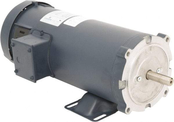 Leeson - 1-1/2 Max hp, 2,500 Max RPM, DC Electric AC DC Motor - 230 V Input, S56C Frame, C-Face with Base Mount, TEFC Enclosure - Industrial Tool & Supply