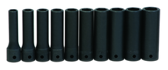 10 Piece - 1/2" Drive - 6 Point - Deep Impact Socket Set on Clip Rail Metric - Industrial Tool & Supply