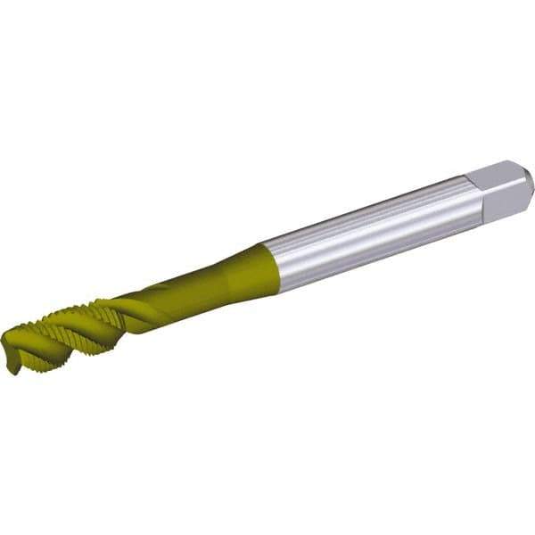 Kennametal - M33x3.50 Metric 4 Flute Bottoming Spiral Flute Tap - Cobalt, TiN Finish, 180mm OAL, Right Hand Flute, Right Hand Thread, H6 - Industrial Tool & Supply