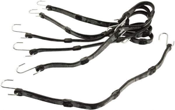 Erickson Manufacturing - Adjustable Bungee Strap with S Hook - 24" OAL, Black - Industrial Tool & Supply