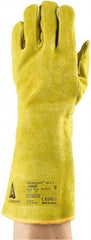 Ansell - Size 2XL Cotton Lined Leather Welding Glove - Yellow, Pair - Industrial Tool & Supply