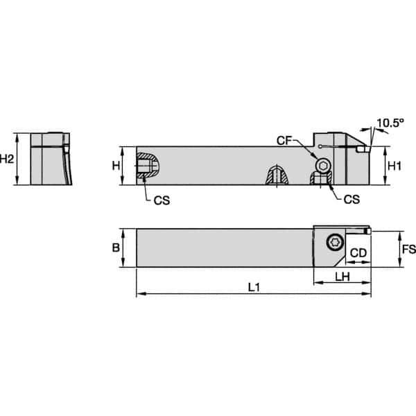 Kennametal - External Thread, 20mm Max Cut of Depth, 3mm Min Groove Width, 150mm OAL, Right Hand Indexable Grooving Cutoff Toolholder - 25mm Shank Height x 25mm Shank Width, EG0300M03P02 Insert Style, EVSB Toolholder Style, Series Beyond Evolution - Industrial Tool & Supply
