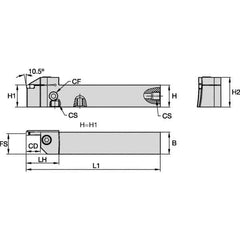 Kennametal - External Thread, 32mm Max Cut of Depth, 5mm Min Groove Width, 170mm OAL, Left Hand Indexable Grooving Cutoff Toolholder - 32mm Shank Height x 32mm Shank Width, EG0500M05P04 Insert Style, EVSB Toolholder Style, Series Beyond Evolution - Industrial Tool & Supply