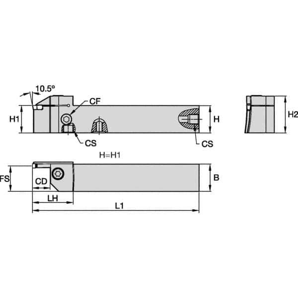Kennametal - External Thread, 26mm Max Cut of Depth, 6mm Min Groove Width, 150mm OAL, Left Hand Indexable Grooving Cutoff Toolholder - 25mm Shank Height x 25mm Shank Width, EG0600M06P04 Insert Style, EVSB Toolholder Style, Series Beyond Evolution - Industrial Tool & Supply
