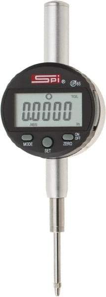 SPI - 0 to 1" Range, 0.0005" Graduation, Electronic Drop Indicator - Flat & Lug Back, Accurate to 0.0012", Inch & Metric System, Digital Display - Industrial Tool & Supply