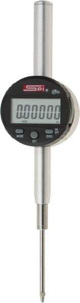 SPI - 0 to 2" Range, 0.00005" Graduation, Electronic Drop Indicator - Flat & Lug Back, Accurate to 0.00025", Inch & Metric System, Digital Display - Industrial Tool & Supply