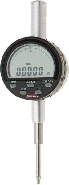 SPI - 0 to 1" Range, 0.0001" Graduation, Electronic Drop Indicator - Flat & Lug Back, Accurate to 0.0006", Inch & Metric System, Digital Display - Industrial Tool & Supply