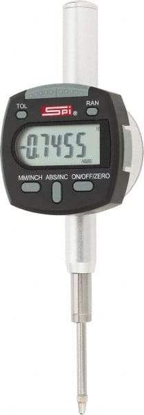 SPI - 0 to 1/2" Range, 0.0005" Graduation, Electronic Drop Indicator - Flat & Lug Back, Accurate to 0.0008", Inch & Metric System, Digital Display - Industrial Tool & Supply