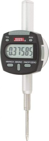 SPI - 0 to 1" Range, 0.00005" Graduation, Electronic Drop Indicator - Flat & Lug Back, Accurate to 0.0002", Inch & Metric System, Digital Display - Industrial Tool & Supply