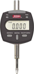 SPI - 0 to 1/2" Range, 0.00005" Graduation, Electronic Drop Indicator - Flat & Lug Back, Accurate to 0.00016", Inch & Metric System, Digital Display - Industrial Tool & Supply