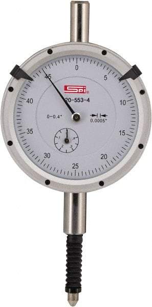 SPI - 0.4" Range, 0-50 Dial Reading, 0.0005" Graduation Dial Drop Indicator - 2.2" Dial, 0.05" Range per Revolution, 0.0015" Accuracy, Includes NIST Traceability Certification - Industrial Tool & Supply