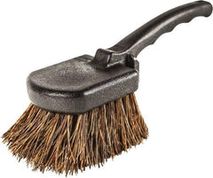 Harper Brush - 2-1/4" Bristle Length, Palmyra Utility Scrub Brush - 3-1/2" x 3-1/2" Long x 3" Wide Head, 10" OAL, Easy Grip Handle, Black, Polypropylene Block - Industrial Tool & Supply