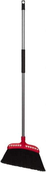 Harper Brush - 16" Wide, Black Polypropylene Bristles, 48" Metal Handle, Angled Broom - Flagged, Water Resistant - Industrial Tool & Supply