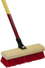 Harper Brush - 2-1/2" Bristle Length, Polypropylene Deck Scrub Brush - 54" Long x 12" Wide Head, 60" OAL, Straight Handle, Red, Wood Block - Industrial Tool & Supply