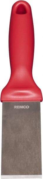 Remco - Stiff Stainless Steel Beveled Scraper - 1-1/2" Blade Width x 3-1/2" Blade Length, 5-13/32" Long Ergonomic Polypropylene Handle - Industrial Tool & Supply