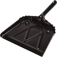 Harper Brush - 12" Wide x 7" Deep x 4" High Handheld Dustpan - Metal Body, 6" Handle, Black - Industrial Tool & Supply