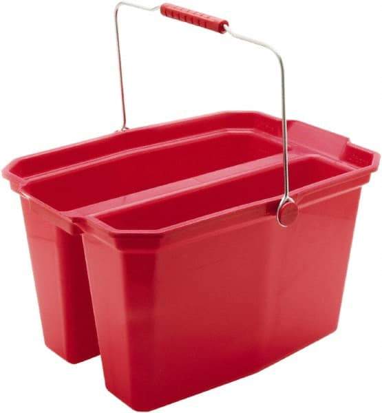 Harper Brush - 19 Qt Plastic Double Pail - 18" Long, Red, Metal Handle - Industrial Tool & Supply