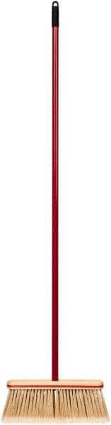 Harper Brush - 52-1/2" OAL Synthetic Bristle Straight Cut Broom - 48" Long Metal Handle, 4" Bristle Length, 12" Wide, Water Resistance - Industrial Tool & Supply