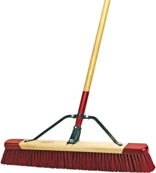 Harper Brush - 24" Rough Surface Synthetic Push Broom - 3" Bristle Length, Wood Block, Bolt-On Handle Connection, Handle Included - Industrial Tool & Supply