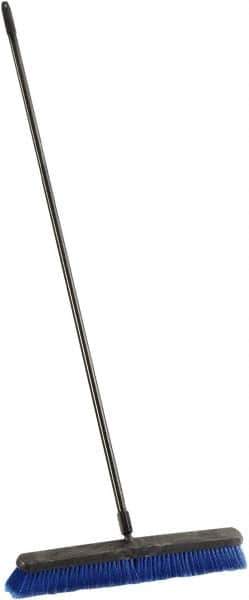 Harper Brush - 24" Medium Duty Synthetic Push Broom - 3" Bristle Length, Plastic Block, Threaded Handle Connection, Handle Included - Industrial Tool & Supply