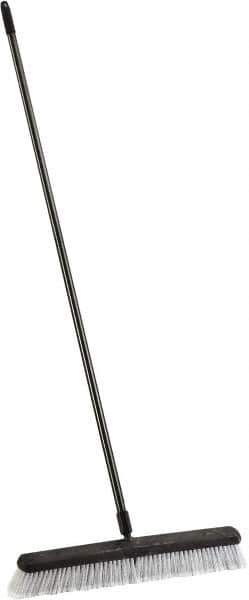 Harper Brush - 24" Smooth Surface Synthetic Push Broom - 3" Bristle Length, Plastic Block, Threaded Handle Connection, Handle Included - Industrial Tool & Supply