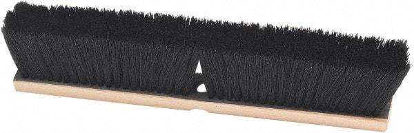 Harper Brush - 24" Smooth Surface Horsehair Push Broom - 3" Bristle Length, Wood Block, Threaded Handle Connection, Handle Sold Separately - Industrial Tool & Supply