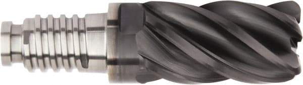 Kennametal - 1-1/4" Diam, 1-7/8" LOC, 5 Flute, 0.02" Corner Chamfer End Mill Head - Solid Carbide, AlTiN Finish, Duo-Lock 32 Connection, Spiral Flute, 37 & 39° Helix - Industrial Tool & Supply