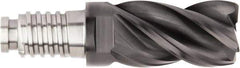 Kennametal - 16mm Diam, 24mm LOC, 4 Flute, 1.5mm Corner Radius End Mill Head - Solid Carbide, AlTiN Finish, Duo-Lock 16 Connection, Spiral Flute, 37 & 39° Helix, Centercutting - Industrial Tool & Supply