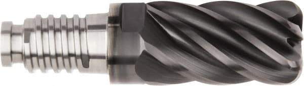 Kennametal - 16mm Diam, 24mm LOC, 6 Flute, 1mm Corner Radius End Mill Head - Solid Carbide, AlTiN Finish, Duo-Lock 16 Connection, Spiral Flute, 37 & 39° Helix, Centercutting - Industrial Tool & Supply