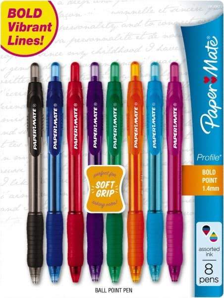 Paper Mate - 1mm Ball Point Retractable Ball Point Pen - Assorted Colors - Industrial Tool & Supply