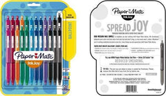 Paper Mate - 1mm Ball Point Retractable Ball Point Pen - Pink, Red, Orange, Green, Turquoise, Blue, Purple & Black - Industrial Tool & Supply